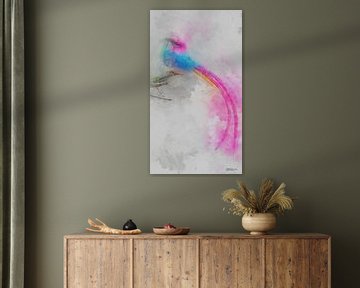 Digitales Aquarell eines bunten Vogels von Gelissen Artworks