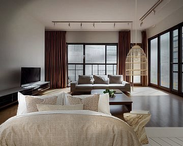 Modernes Wohnzimmer mit Sofa und Tisch Illustration von Animaflora PicsStock
