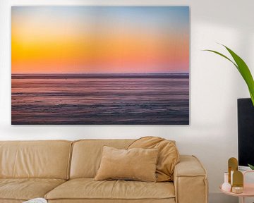 Pastelkleurige zonsondergang op strand van Ameland van Noud de Greef