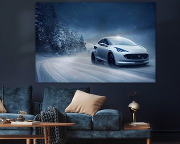 Elektrische auto die op sneeuw rijdt illustratie wallpaper van Animaflora PicsStock