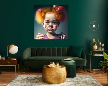 Ein wütender Clown mit roten Haaren und einer Fliege von Anne Loos