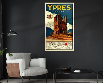 Selly, Reisposter Ieper België WO I Ruïnes, jaren 1920 van Atelier Liesjes