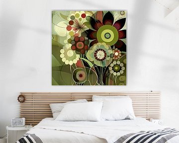 Bloemen abstract groen van Bert Nijholt