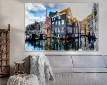 Zonnige gracht in Amsterdam van FRESH Fine Art