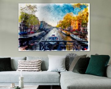 Zomergracht in Amsterdam van FRESH Fine Art