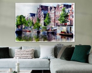 Grachtenlandschap in Amsterdam van FRESH Fine Art