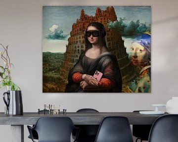 Mona Lisa in front of the Tower of Babel