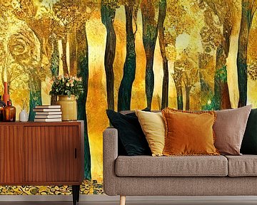 Elegante bomen in de stijl van Gustav Klimt van Whale & Sons