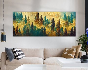 Zweedse bossen in de stijl van Gustav Klimt van Whale & Sons