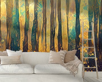 Een abstract bos in de stijl van Gustav Klimt van Whale & Sons