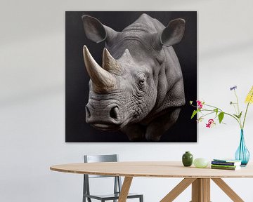 Portret van een neushoorn op een zwarte achtergrond van Animaflora PicsStock