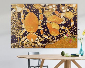 Abstracte krabben in de stijl van Gustav Klimt van Whale & Sons