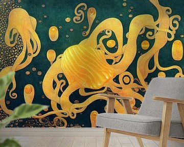 Abstracte vormen in de stijl van Gustav Klimt van Whale & Sons