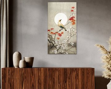 vogel met bloesem en japanse esdoorn van by Maria