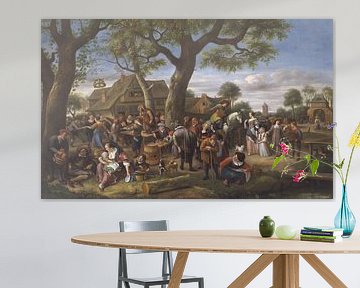 Boeren die buiten een herberg een feestje bouwen, Jan Steen