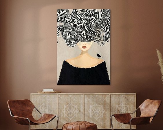 Voorbeeld van het werk in een kamer