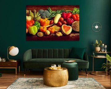 Fruit and vegetables illustration background by Animaflora PicsStock