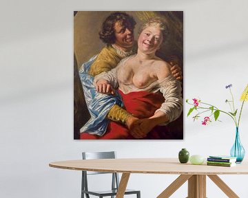 Jan Lievens, Jongeman die een jonge vrouw omhelst, 1626-27 van Atelier Liesjes