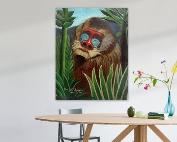 Mandril in de Jungle geschilderd door Henri Rousseau. van Frank Zuidam