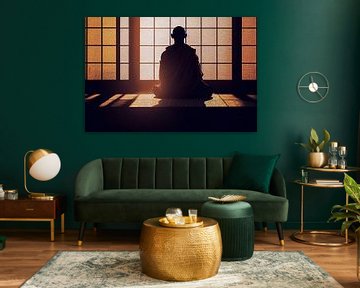 Boeddhistische monnik mediteert in een kamer 03 van Animaflora PicsStock