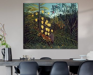 In een tropisch bosgevecht van een tijger en een buffel, 1908–1909 van Henri Rousseau. van Frank Zuidam