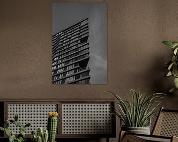 Een zwart/ wit gebouw van dichtbij | Amsterdam | Nederland Reisfotografie van Dohi Media