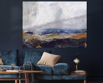 Abstract sea or ocean in pastel blue, brown, white, purple by Dina Dankers