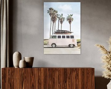 Van with surfboard by David Potter