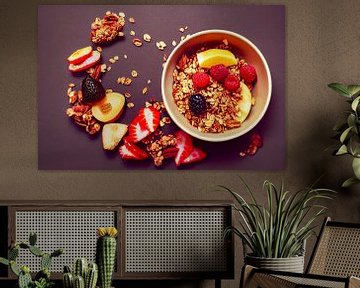 Schaal met verse muesli en fruit als ontbijt Illustratie van Animaflora PicsStock