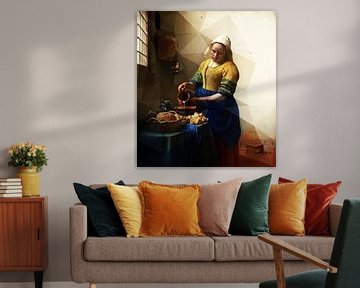 Het melkmeisje van Vermeer met geometrisch patroon van Dina Dankers