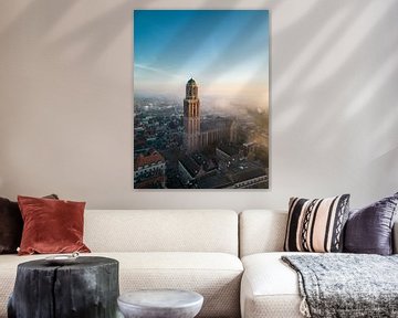 De Peperbus in Zwolle bij mist van Bas van der Gronde