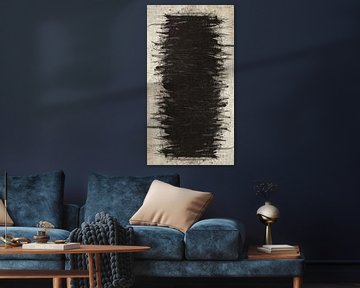 Modern Rustic Abstract Painting  Art - Black Abstract Artwork Neutral Wall Art