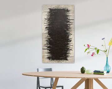 Modern Rustic Abstract Painting Art - Black Abstract Artwork Neutral Wall Art sur David Potter