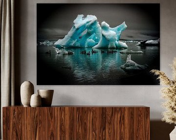 Drijvende ijssculptuur met eenden van images4nature by Eckart Mayer Photography