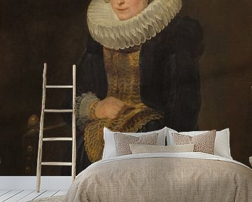 Portrait of a Flemish Lady, (ca. 1618) by Sir Anthony van Dyck. Brown, gold and black. by Dina Dankers