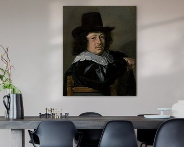 Bildnis eines jungen Mannes (1646-1648) von Frans Hals. In Schwarz, Taupe, Braun von Dina Dankers