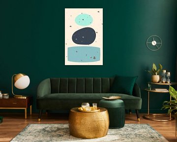 Terrazzo Delight Turquoise, Modern Abstract van Caroline Drijber