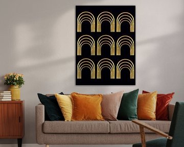 Golden balance art deco geometry by Mad Dog Art