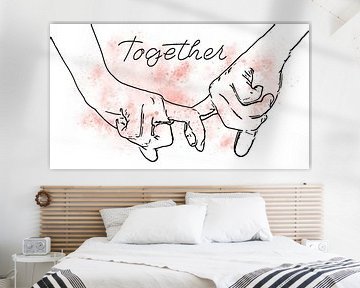 Together couple holding hands drawing with paint splashes by Bild.Konserve