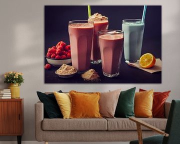 Milkshake after sport in fitness studio illustration by Animaflora PicsStock