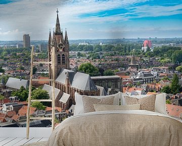 Oude Kerk in Delft tijdens een zomerse dag van Sjoerd van der Wal Fotografie