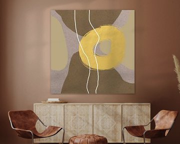 Abstract pastel twists. Minimalist in gold, brown, taupe, white by Dina Dankers
