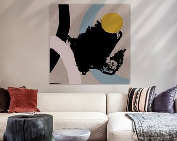 Abstract pastel twists. Minimalist in pink, blue, gold, black, beige by Dina Dankers