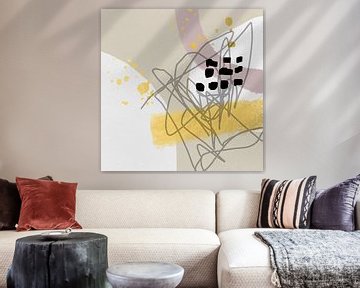 Abstracte pastel vormen. Minimalistisch in beige, roze, goud, wit en grijs van Dina Dankers