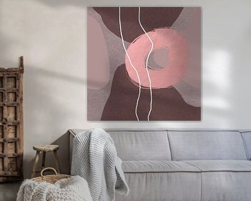Abstracte pastel vormen. Minimalistisch in roze, bruin, wit en taupe van Dina Dankers