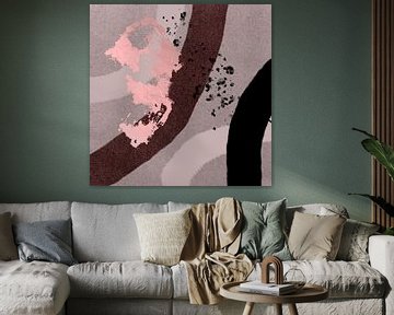 Abstracte pastel vormen. Minimalistisch in roze, taupe, zwart en beige van Dina Dankers