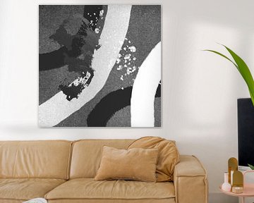 Abstrakte pastellfarbene Formen. Minimalistische Kunst in Grau, Weiß, Schwarz von Dina Dankers