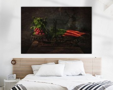 Vegetables on an antique scale still life by Jaimy Leemburg Fotografie