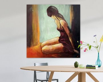 Modern painting living room, sexy woman painting. by Hella Maas