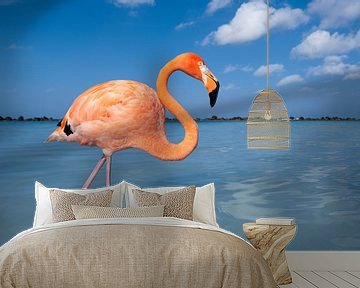 Roze flamingo van Elles Rijsdijk